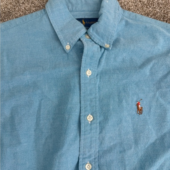 Ralph Lauren Blue Slim Fit Button Down Oxford Shirt - Picture 2 of 3